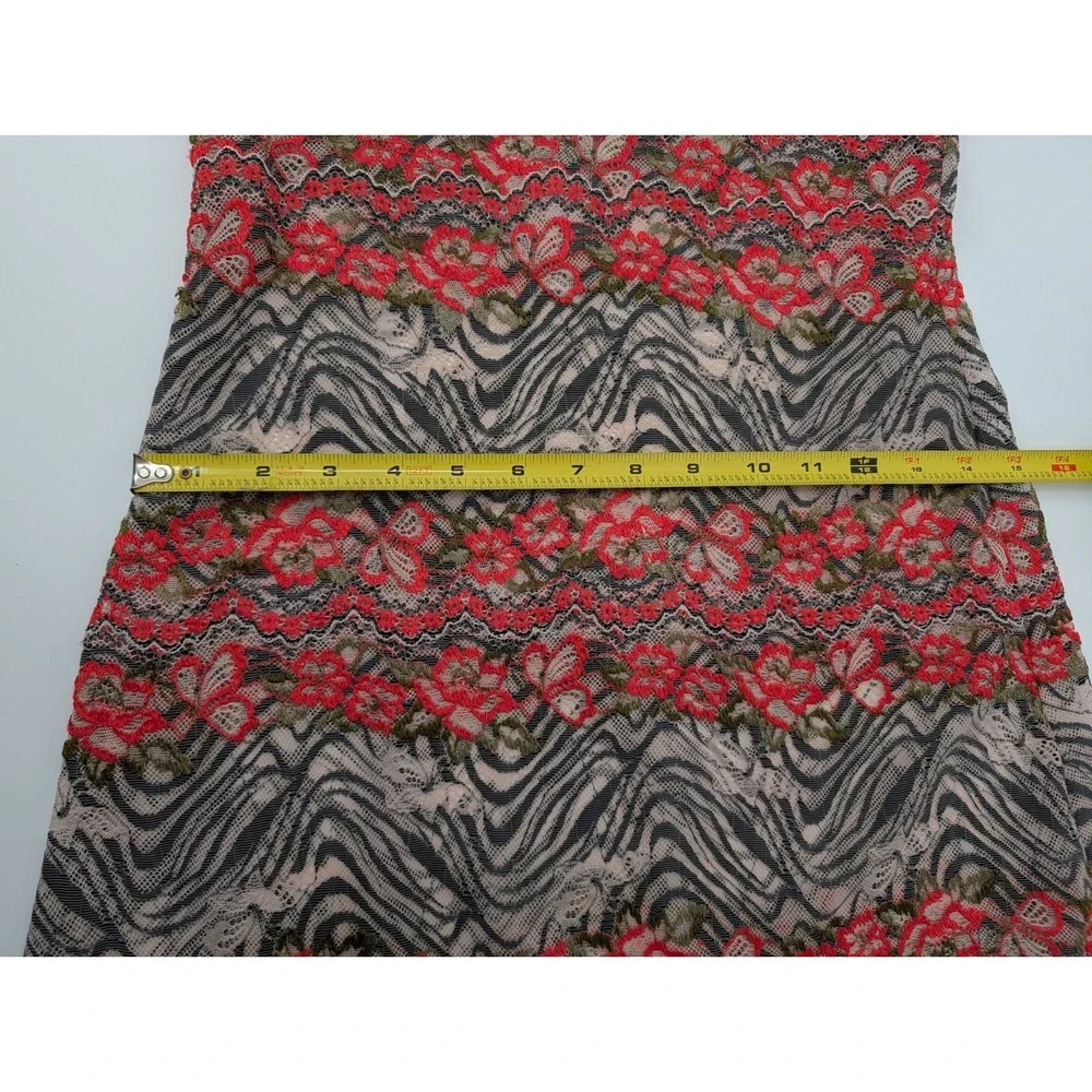 Josie Natori Floral Zebra Sheer Slip Dress Mini Stretch Size‎ S Festival Party